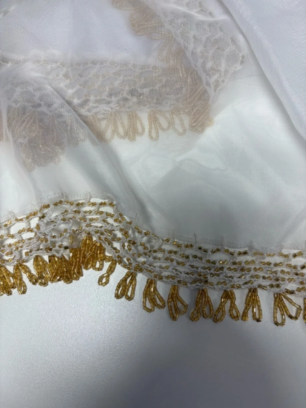 Egyptian Belly Dance Hip Scarf With Gold Bead Trimming - 39